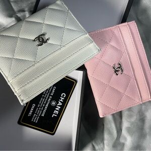 CHANEL style Quilted Card Holders in Pink and White